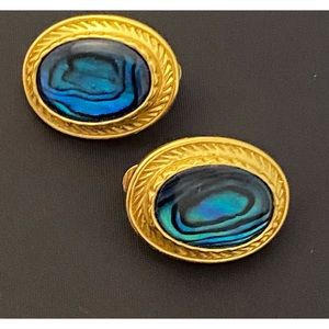 Butler Vintage, gold toned, abalone pierced earrings.